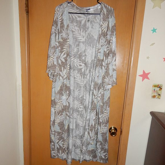 NWT Torrid Olive Green Tropical Hacci Hi-Lo Kimono - Picture 5 of 8